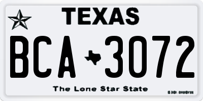 TX license plate BCA3072