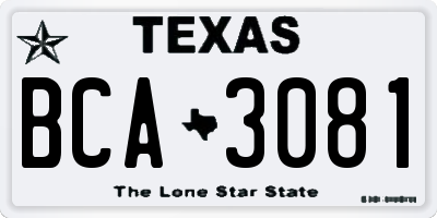 TX license plate BCA3081