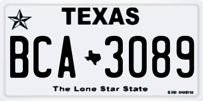 TX license plate BCA3089