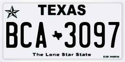 TX license plate BCA3097