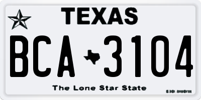 TX license plate BCA3104