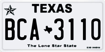 TX license plate BCA3110