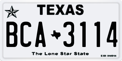TX license plate BCA3114
