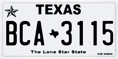 TX license plate BCA3115