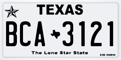 TX license plate BCA3121