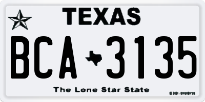 TX license plate BCA3135