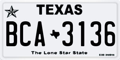 TX license plate BCA3136