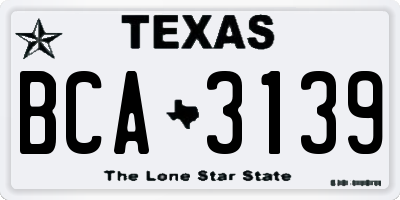 TX license plate BCA3139