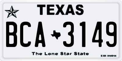 TX license plate BCA3149