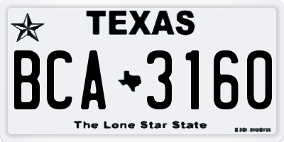 TX license plate BCA3160