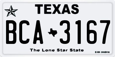 TX license plate BCA3167