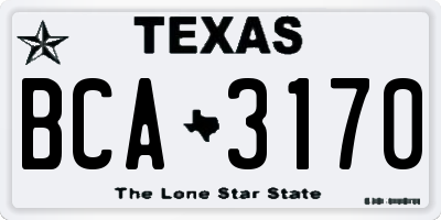 TX license plate BCA3170