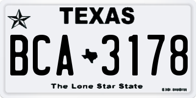 TX license plate BCA3178