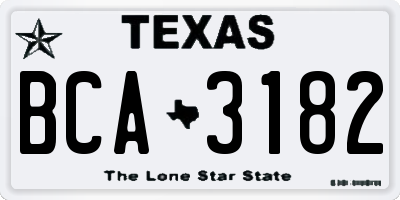 TX license plate BCA3182