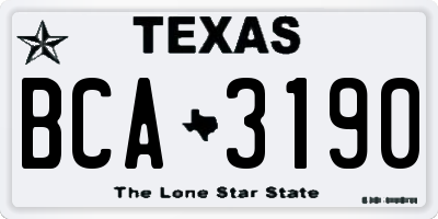 TX license plate BCA3190