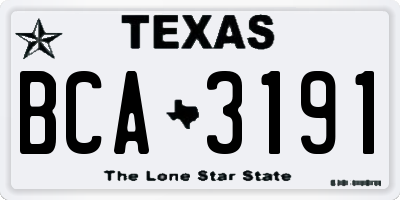 TX license plate BCA3191
