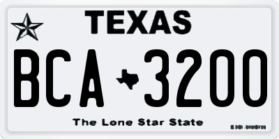 TX license plate BCA3200