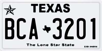 TX license plate BCA3201