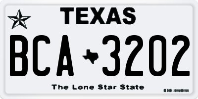 TX license plate BCA3202