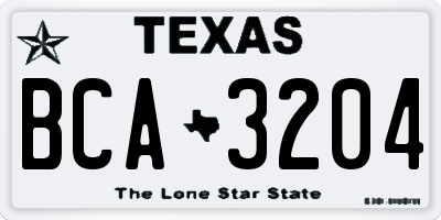 TX license plate BCA3204