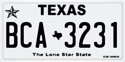 TX license plate BCA3231