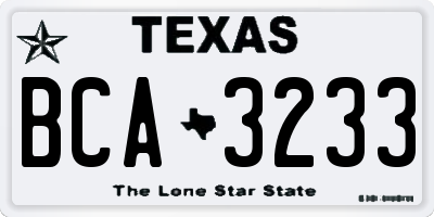 TX license plate BCA3233