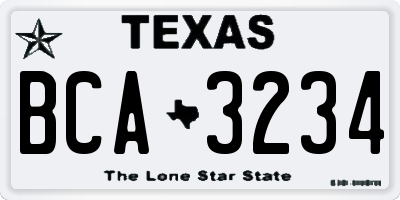 TX license plate BCA3234