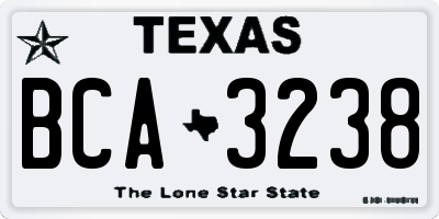 TX license plate BCA3238