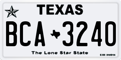 TX license plate BCA3240