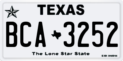 TX license plate BCA3252