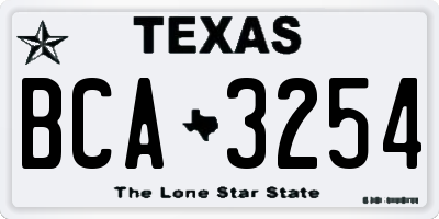 TX license plate BCA3254