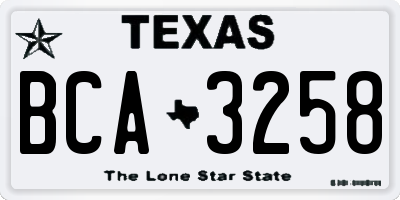 TX license plate BCA3258