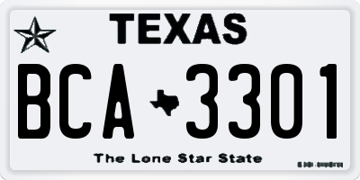 TX license plate BCA3301