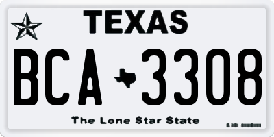 TX license plate BCA3308