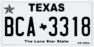 TX license plate BCA3318