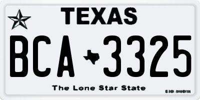 TX license plate BCA3325