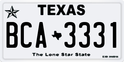 TX license plate BCA3331