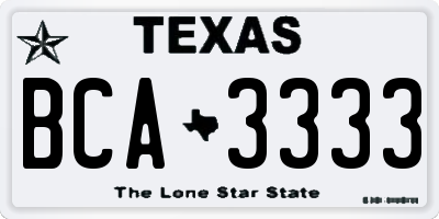 TX license plate BCA3333