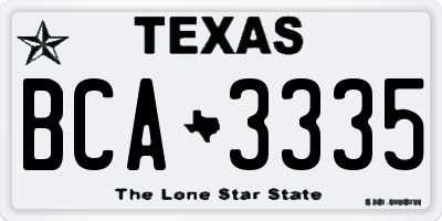 TX license plate BCA3335