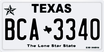 TX license plate BCA3340