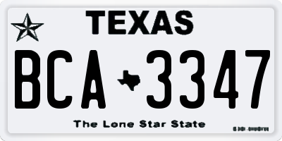 TX license plate BCA3347