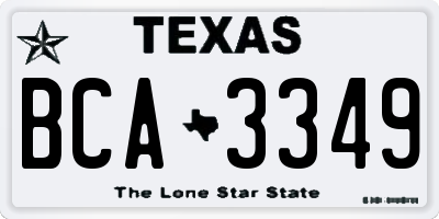 TX license plate BCA3349