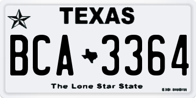 TX license plate BCA3364