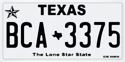 TX license plate BCA3375