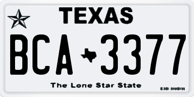 TX license plate BCA3377
