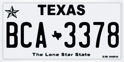 TX license plate BCA3378