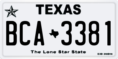 TX license plate BCA3381