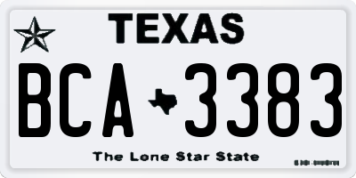 TX license plate BCA3383