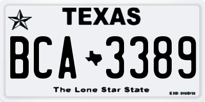 TX license plate BCA3389