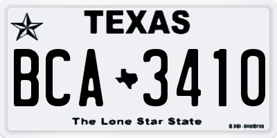 TX license plate BCA3410